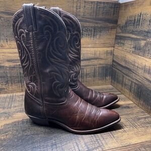 Code West Cowboy Boots Mens 9.5M Brown Leather Stitched Western 78176